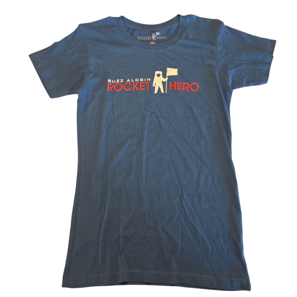 Buzz Aldrin Official "ROCKET HERO" T-Shirt NASA Moon Space Apollo Blue Womens XL